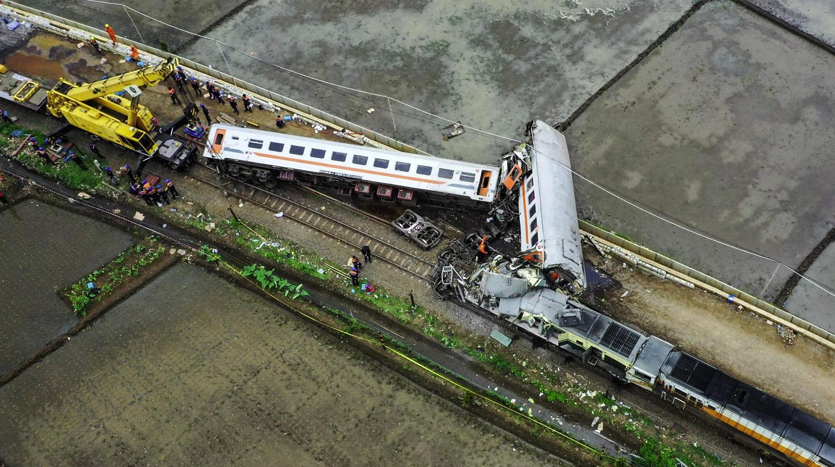 Drone footage shows aftermath of Indonesia train crash