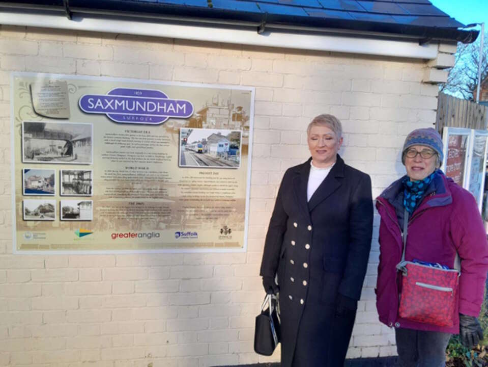 New information board tells a tale of rail at Saxmundham station