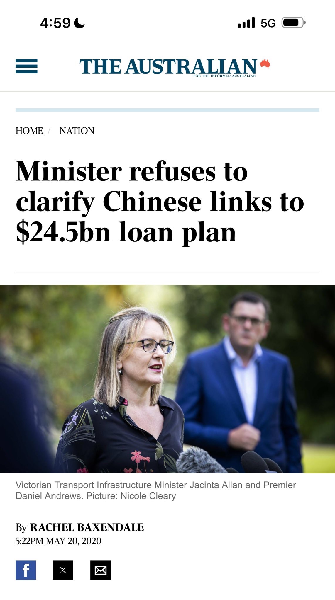 Is Victoria borrowing money from China?