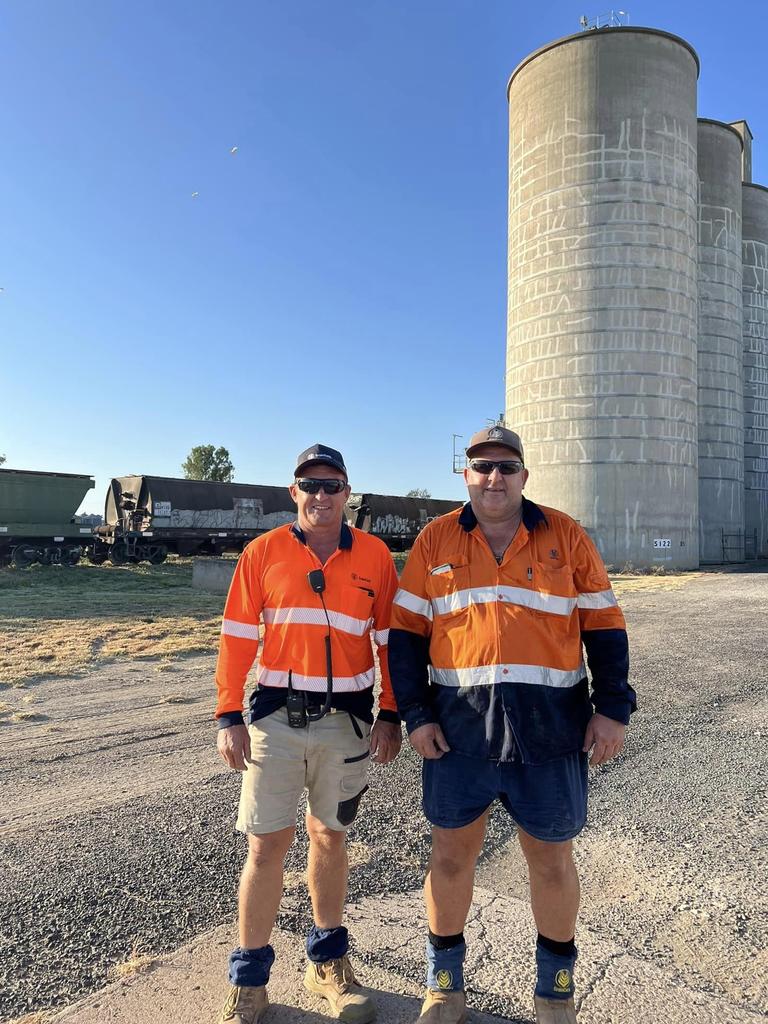 GrainCorp's Michael Grant and David Tape at the Croppa Creek line just 20 minutes south of North Star.