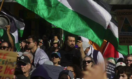 Pro-Palestine crowd marches in Melbourne