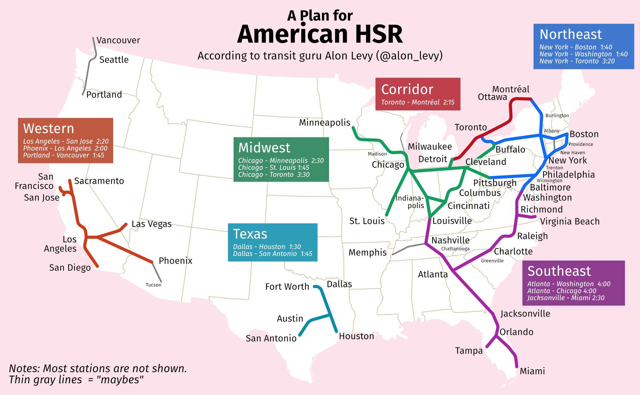 A plan for a USA based HSR Network