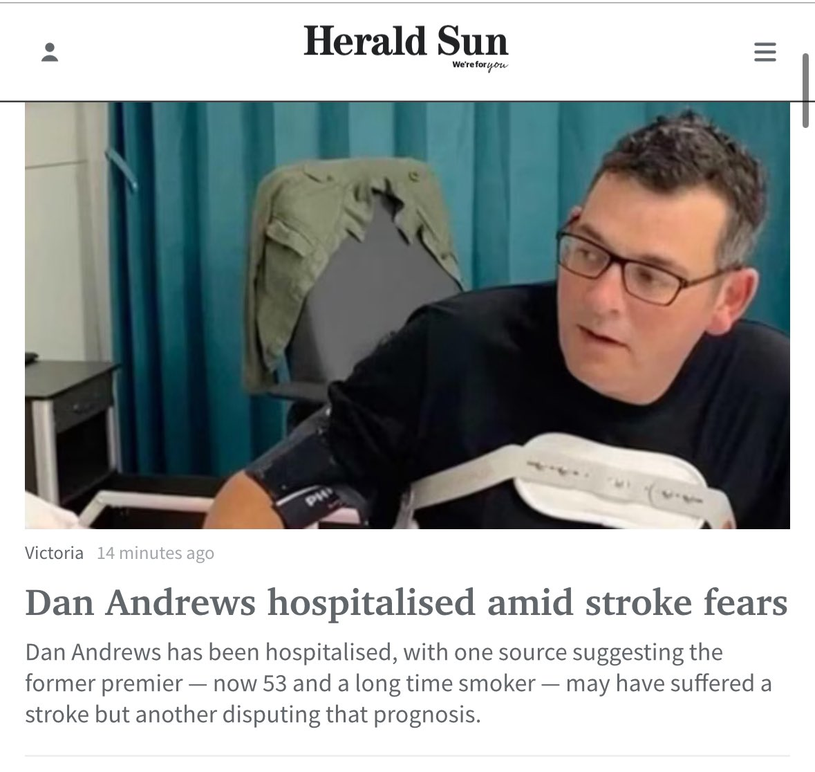 Dan Andrews hospitalised amid stroke fears