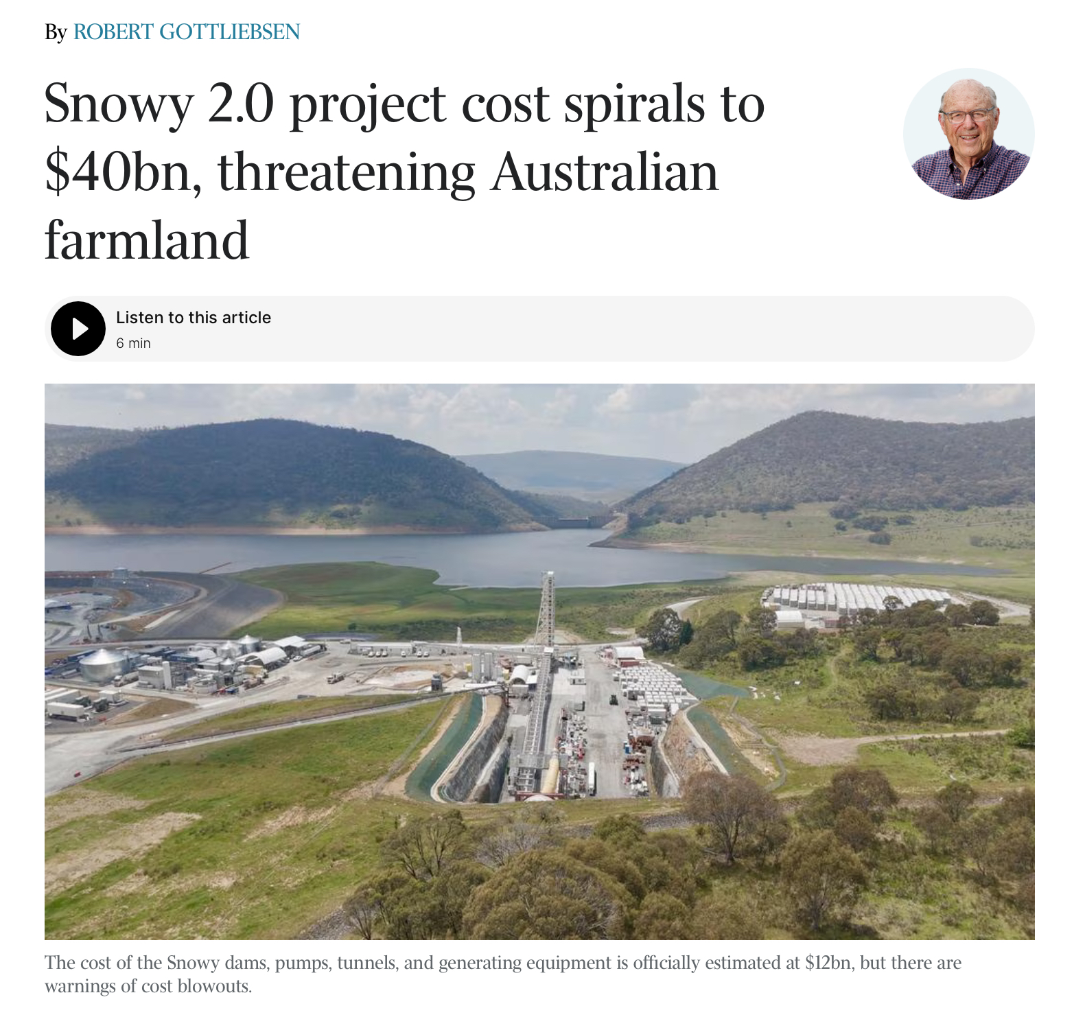 Snowy 2.0 Costs Could Reach $40 Billion, Warns Veteran Journalist
