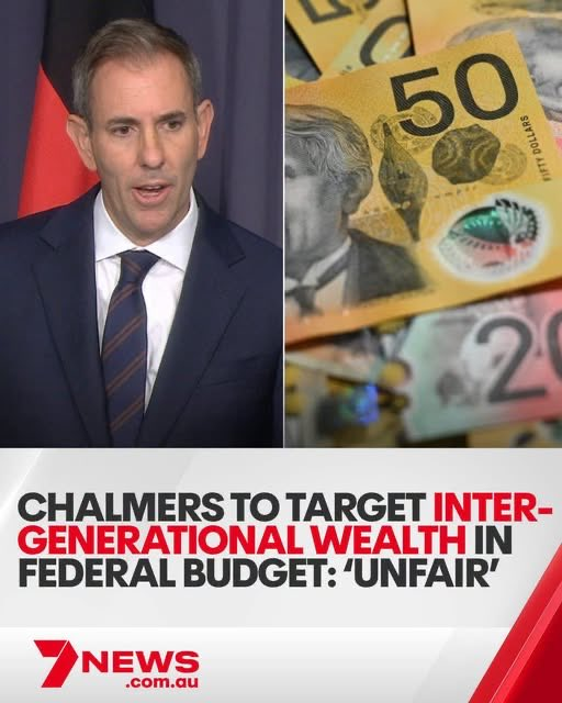 News screenshot: man speaking at a podium on the left, money collage on the right, with a bold budget headline and 7NEWS logo below.