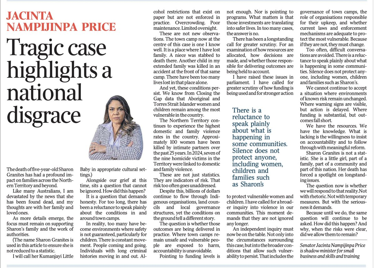 Newspaper spread with large headline 'Tragic case highlights a national disgrace' and a photo of a woman in a blazer.